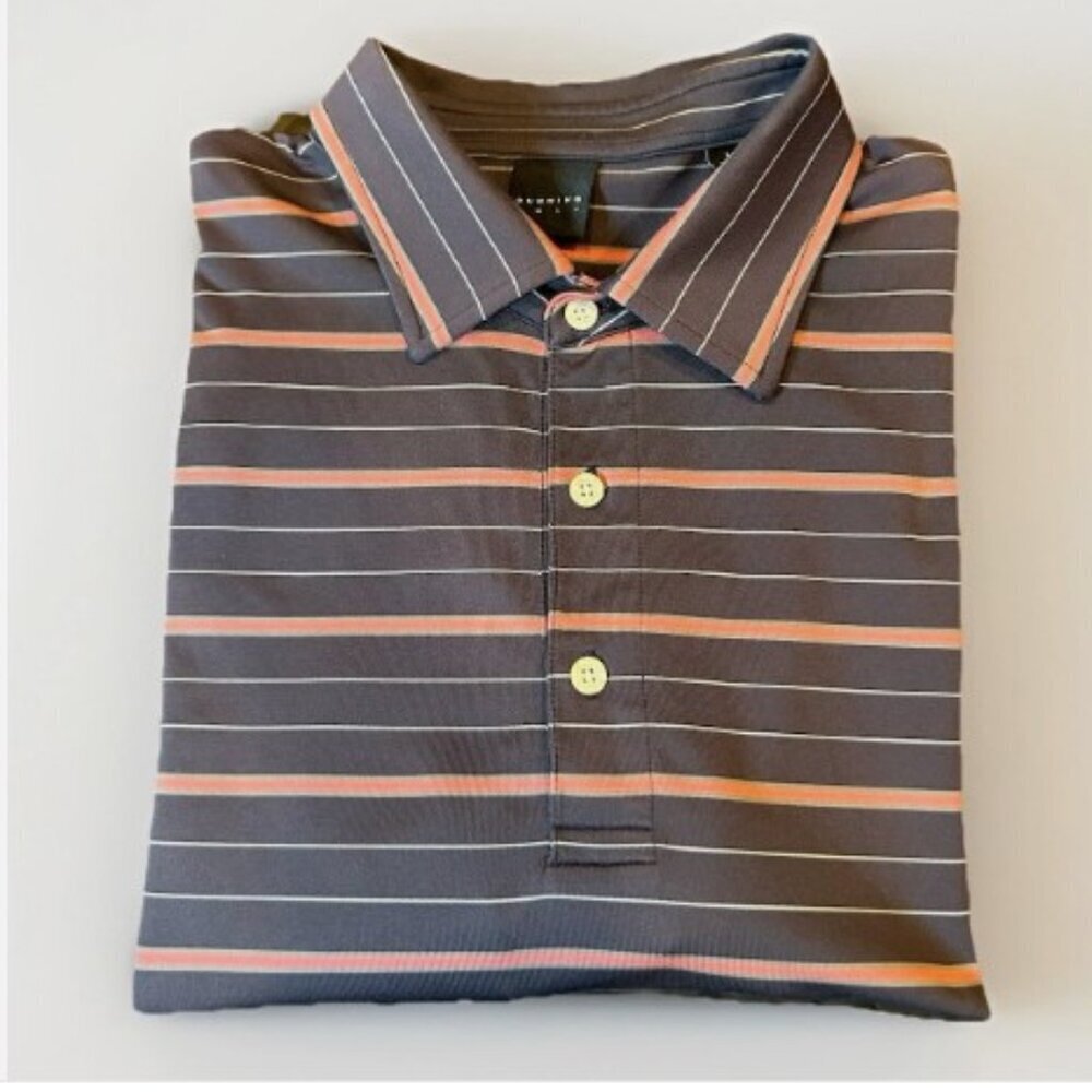 Dunning Golf Mens Signature D Jersey Performance Striped Polo Shirt Men’s Size L